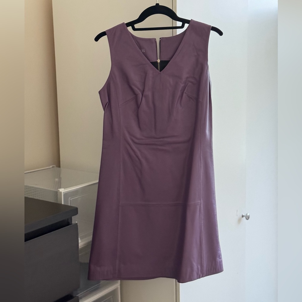 Purple leather mini dress, size S
